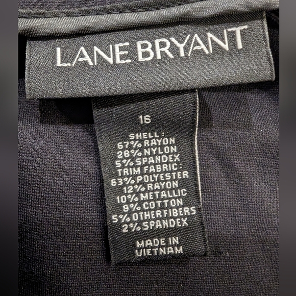 LANE Bryant Metallic Black/Gold Floral Foil Pencil Skirt Sz 16 - Picture 8 of 9